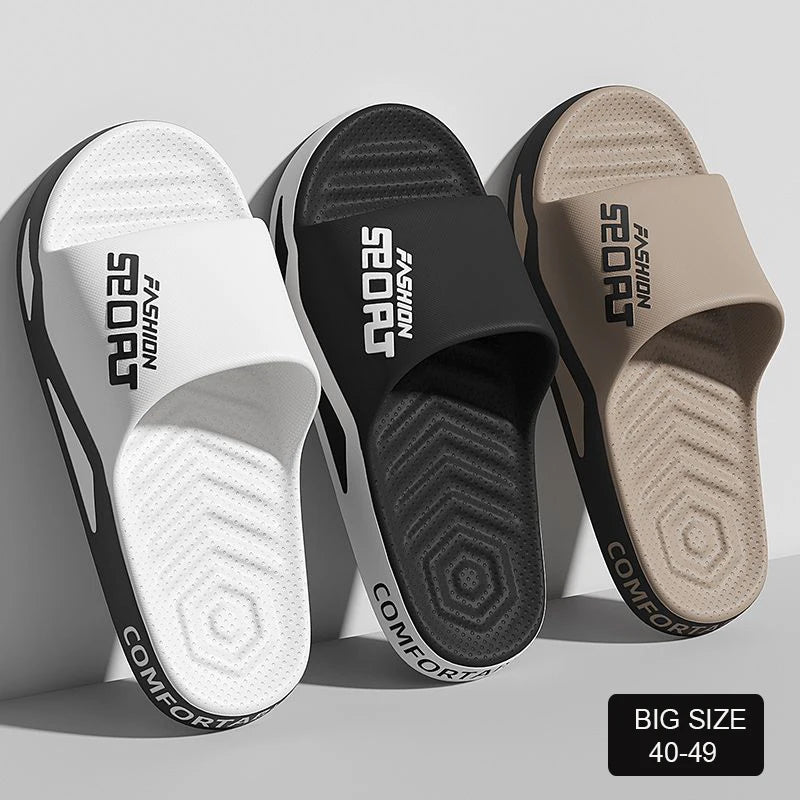 Men's Large Size Summer Anti-Slip PVC Slides - Soft and Breathable Indoor/Outdoor Sandals for Couples (Sizes 40-47)