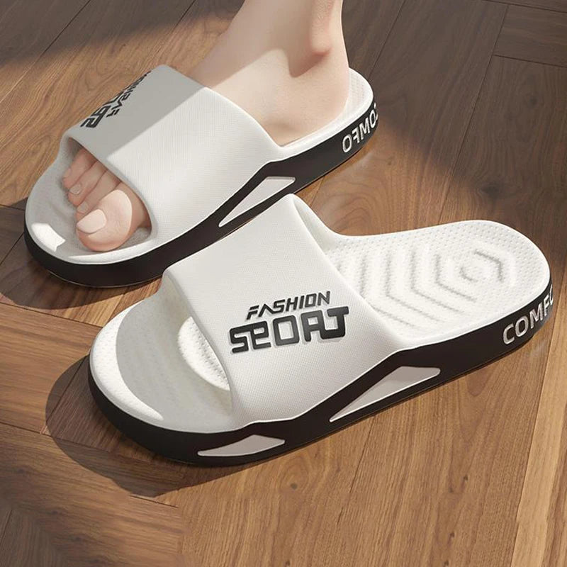 Men's Large Size Summer Anti-Slip PVC Slides - Soft and Breathable Indoor/Outdoor Sandals for Couples (Sizes 40-47)