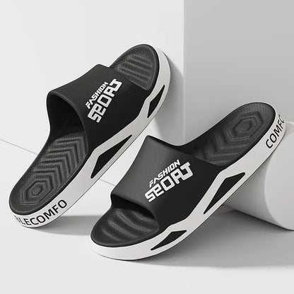 Men's Large Size Summer Anti-Slip PVC Slides - Soft and Breathable Indoor/Outdoor Sandals for Couples (Sizes 40-47)