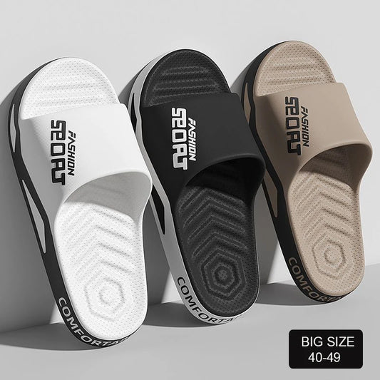 Men's Large Size Summer Anti-Slip PVC Slides - Soft and Breathable Indoor/Outdoor Sandals for Couples (Sizes 40-47)